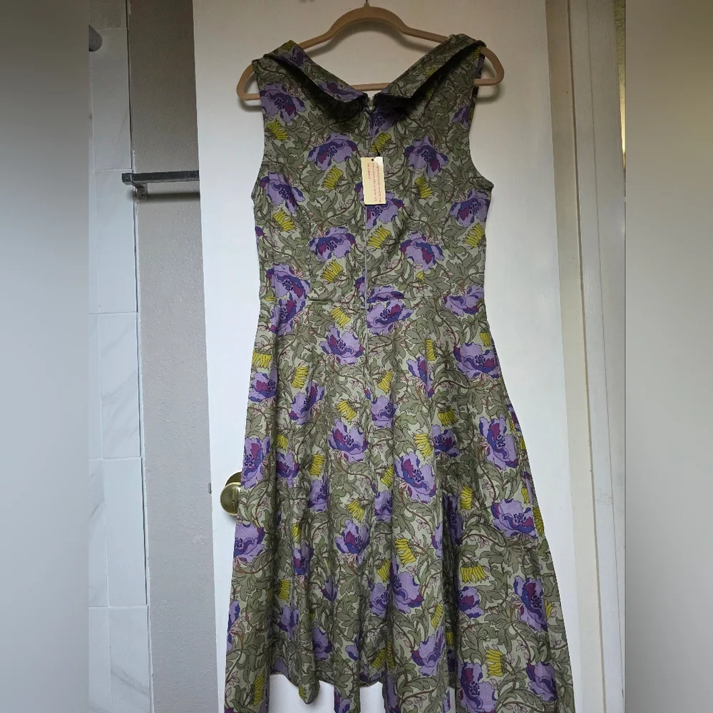 Lindy Bop Floral Purple and Green Dress - Picture 2 of 2